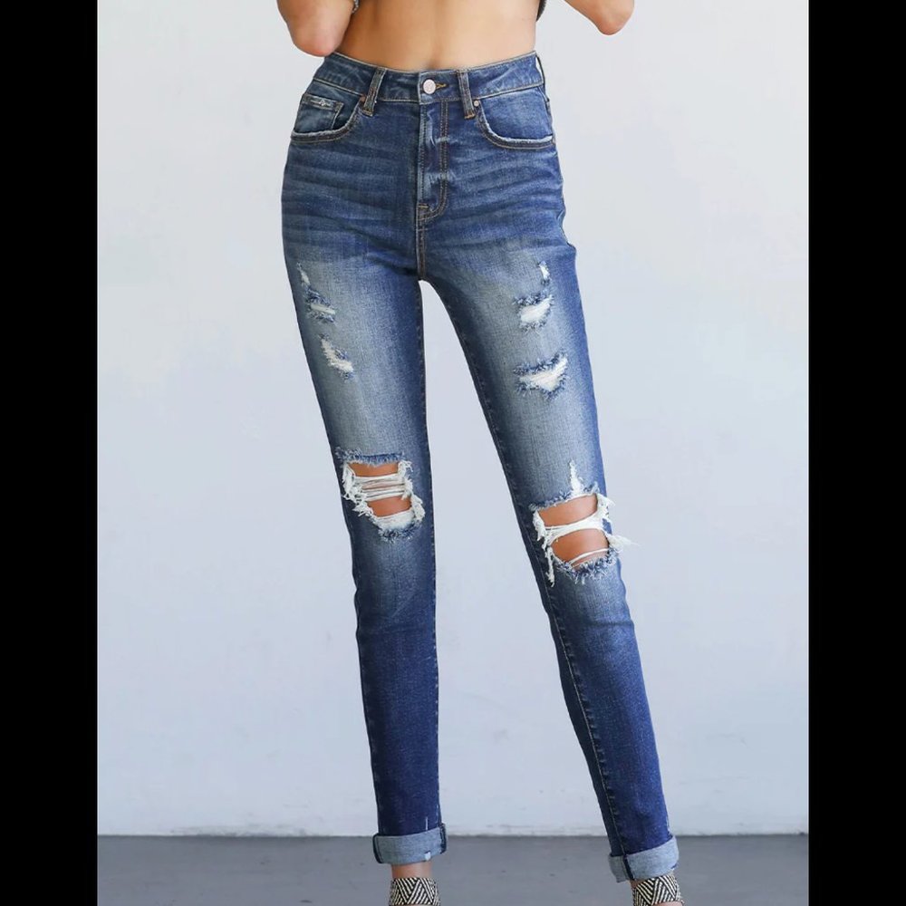 Insane Gene Fly to the Sky Knee Ripped Skinny Jeans